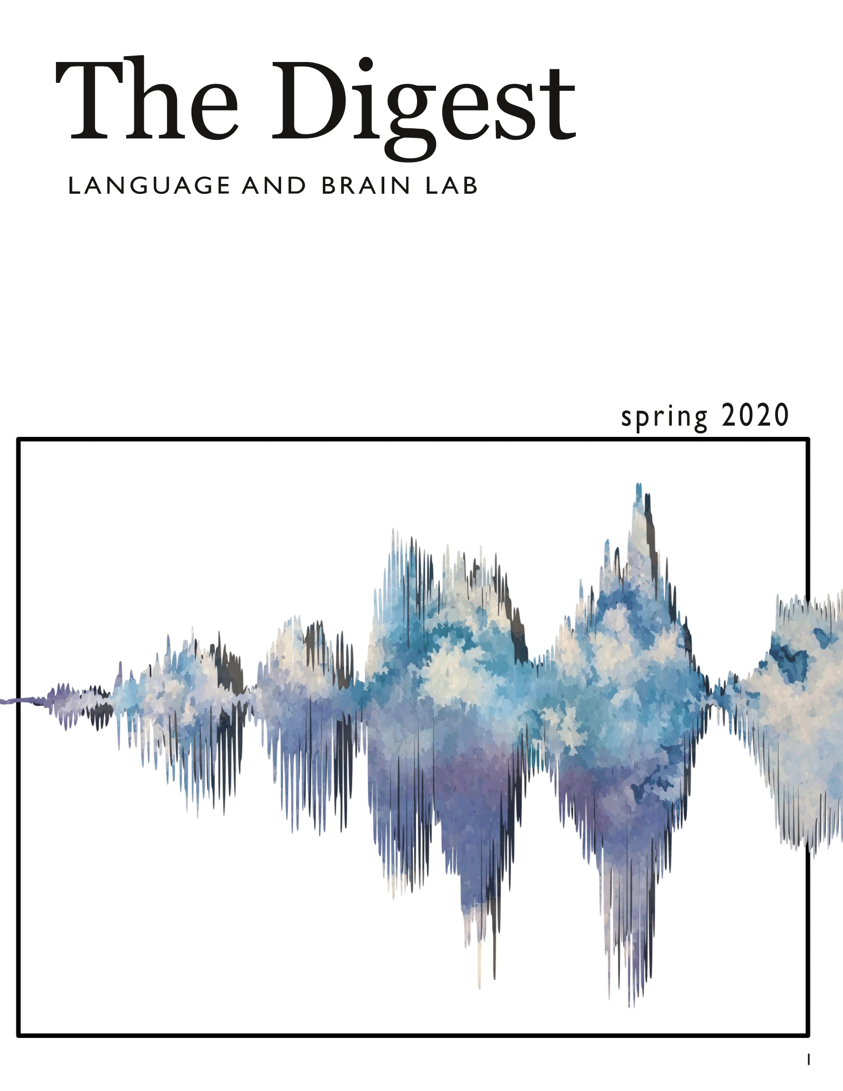 The cover of the spring 202o issue of The Spoken Word. It features an illustration of a speech waverform styled to look the sky